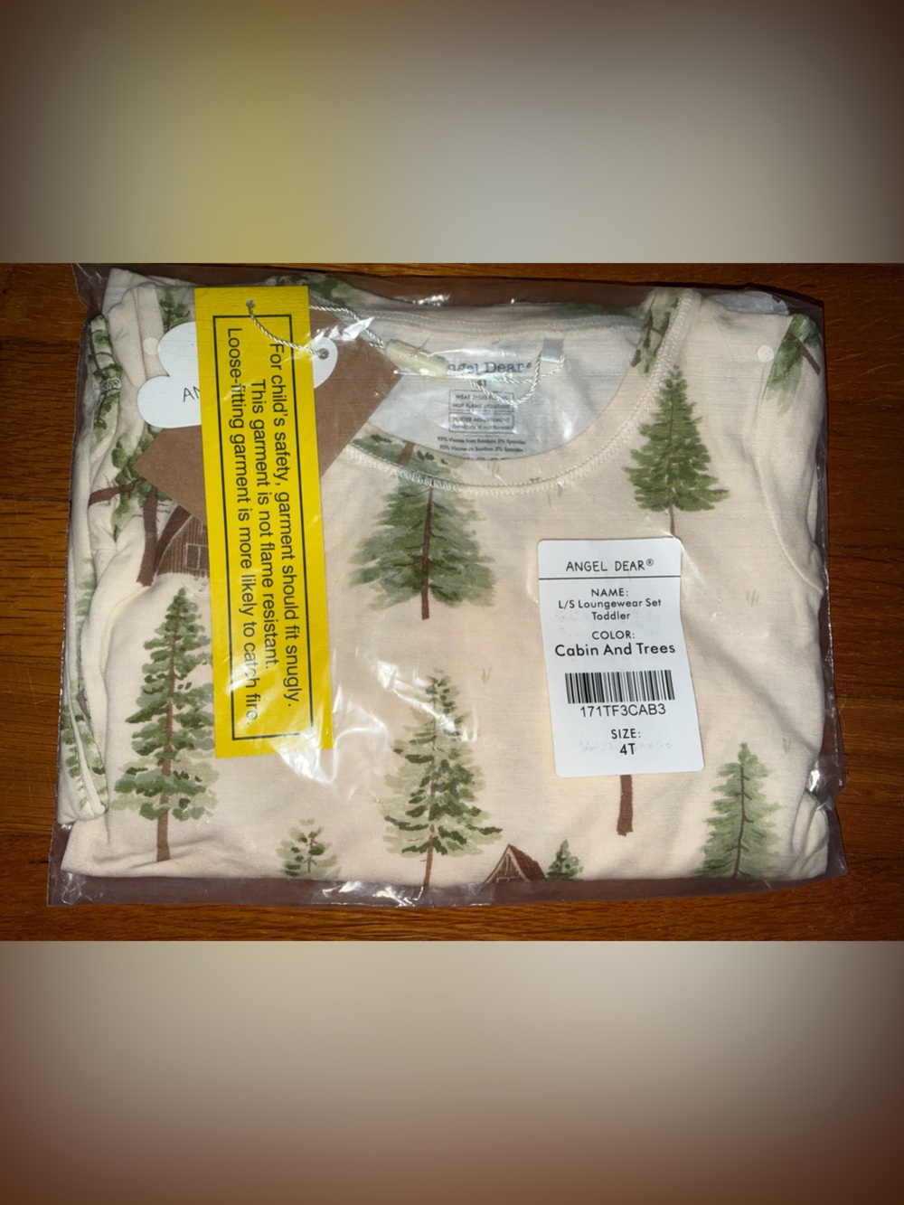 Angel Dear Cream Woodland Cabin & Pine Tree Toddler Pajama Set
